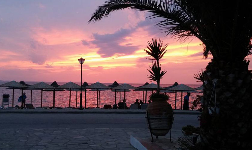 Sunset at Paradissos beach in Neos Marmaras Sithonia Halkidiki