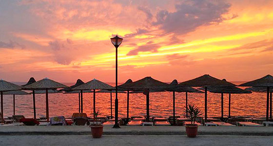 Sunset at Paradissos Beach in Neos Marmaras